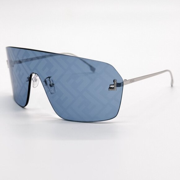 NEW FE4121US 16V BLUE SILVER UNISEX SHIELD SUNGLASSES FENDI FE4121US - Picture 1 of 9